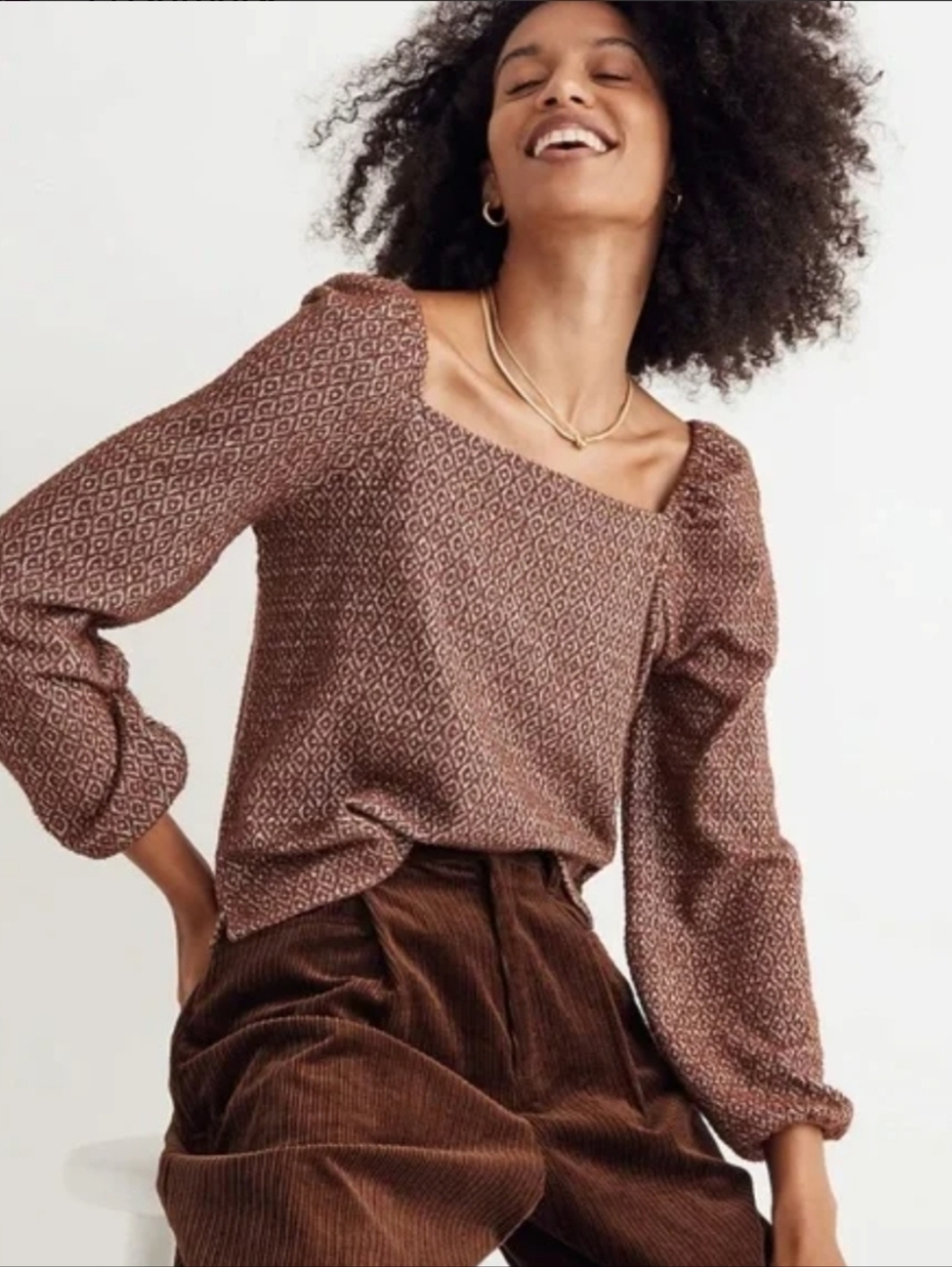 Madewell Jacquard Puff Sleeve Crop Top Size  XS